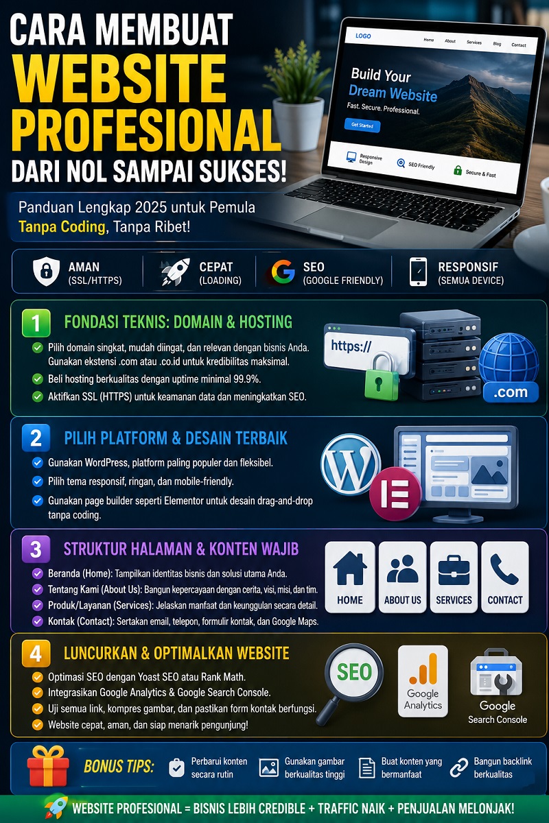 Cara membuat website profesional
