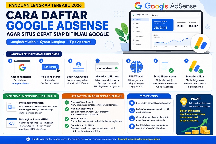 Panduan Lengkap cara daftar google Adsense terbaru