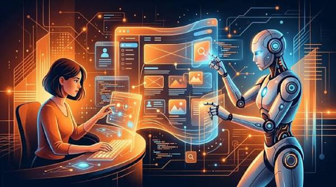 Ilustrasi AI website builder
