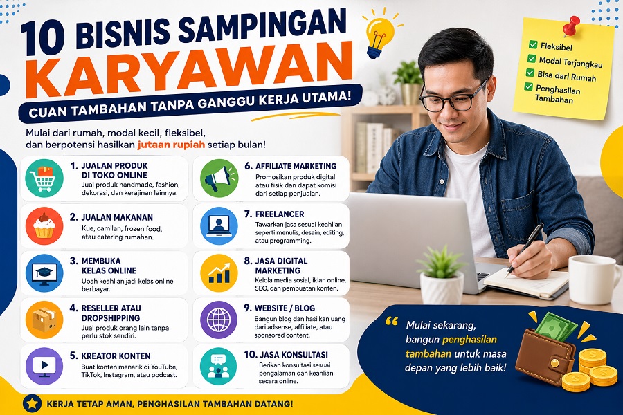 10 Ide bisnis sampingan karyawan tanpa harus resign