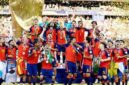 Selebrasi pemain timnas spanyo;l saat meraih juara piala Dunia 2026