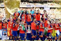 Selebrasi pemain timnas spanyo;l saat meraih juara piala Dunia 2026