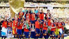 Selebrasi pemain timnas spanyo;l saat meraih juara piala Dunia 2026
