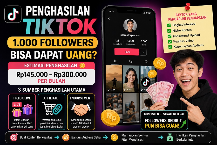 Penghasilan TikTok 1.000 Followers