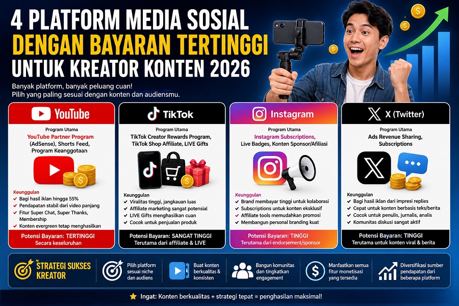Platform Media Sosial dengan Bayaran Tertinggi