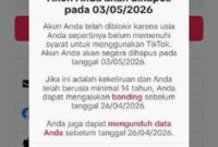 Penampakan akun tiktok terkena pelanggaran