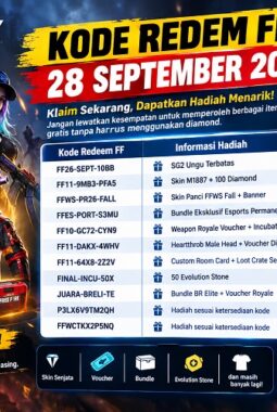 Kode Redeem FF 28 September 2026 Terbaru: Klaim Skin, Voucher hingga Bundle Gratis, Cek Sebelum Kehabisan!