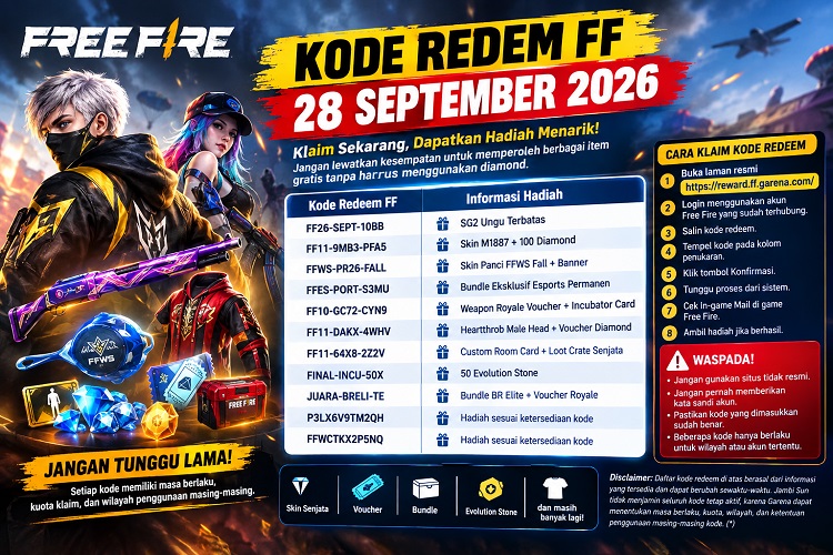 Kode redeem FF hari ini
