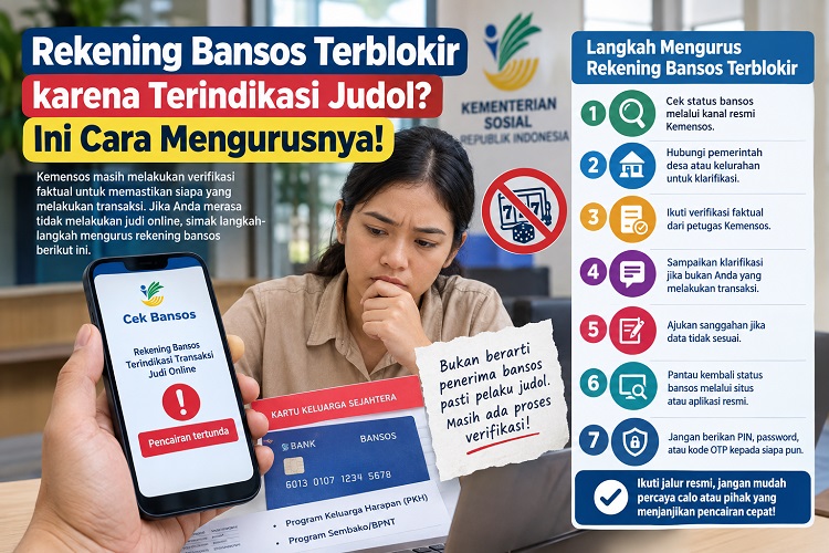 Ilustrasi cara mengurus rekening bansos terblokir terindikasi Judol