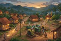 Ilustrasi warga Dusun Suka Jaya yang masih memanfaatkan genset untuk penerangan