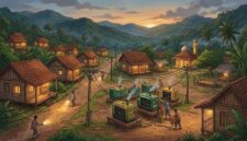 Ilustrasi warga Dusun Suka Jaya yang masih memanfaatkan genset untuk penerangan
