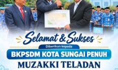 BKPSDM Sungai Penuh Raih Penghargaan Muzakki Teladan, Alfin Apresiasi ASN yang Bayar Zakat