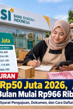 Tabel Angsuran KUR BSI Rp50 Juta Tahun 2026, Cicilan Mulai Rp966 Ribu per Bulan