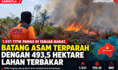 1.521 Titik Panas Terdeteksi di Tanjab Barat, Batang Asam Paling Parah dengan 493,5 Hektare Lahan Terbakar
