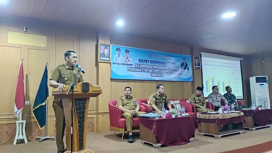 Bupati merangin saat menyampaikan sambutan singgung soal stunting. (Sumber/pemkab Merangin)
