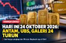 Harga Emas Pegadaian 24 Oktober 2026 Kompak Turun, 