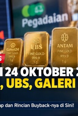 Harga Emas Pegadaian 24 Oktober 2026 Kompak Turun, Antam, UBS, Galeri 24 dan Retro Berapa?
