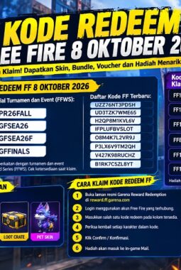 Kode Redeem Free Fire 8 Oktober 2026 Terbaru, Klaim Skin dan Item Gratis Sebelum Kedaluwarsa