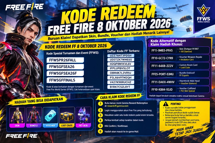 Kode redeem FF 08 oktober 2026
