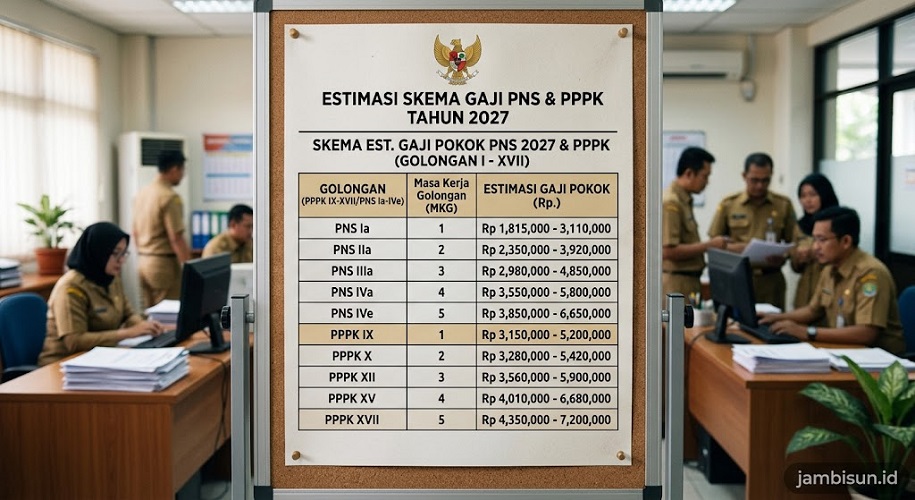 Skema gaji PNS dan PPPK tahun 2027