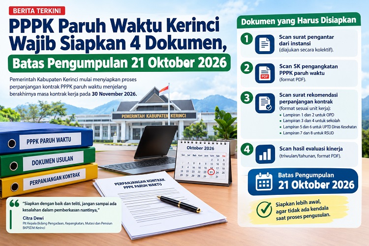 Dokumen yang harus disiapkan PPPK Paruh Waktu Kerinci untuk usulan perpanjangan kontrak