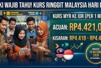 Nilai tukar ringgit terhadap rupiah hari ini