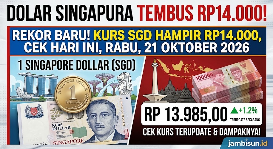 Nilai Dolar Singapura terhadap rupiah hari ini